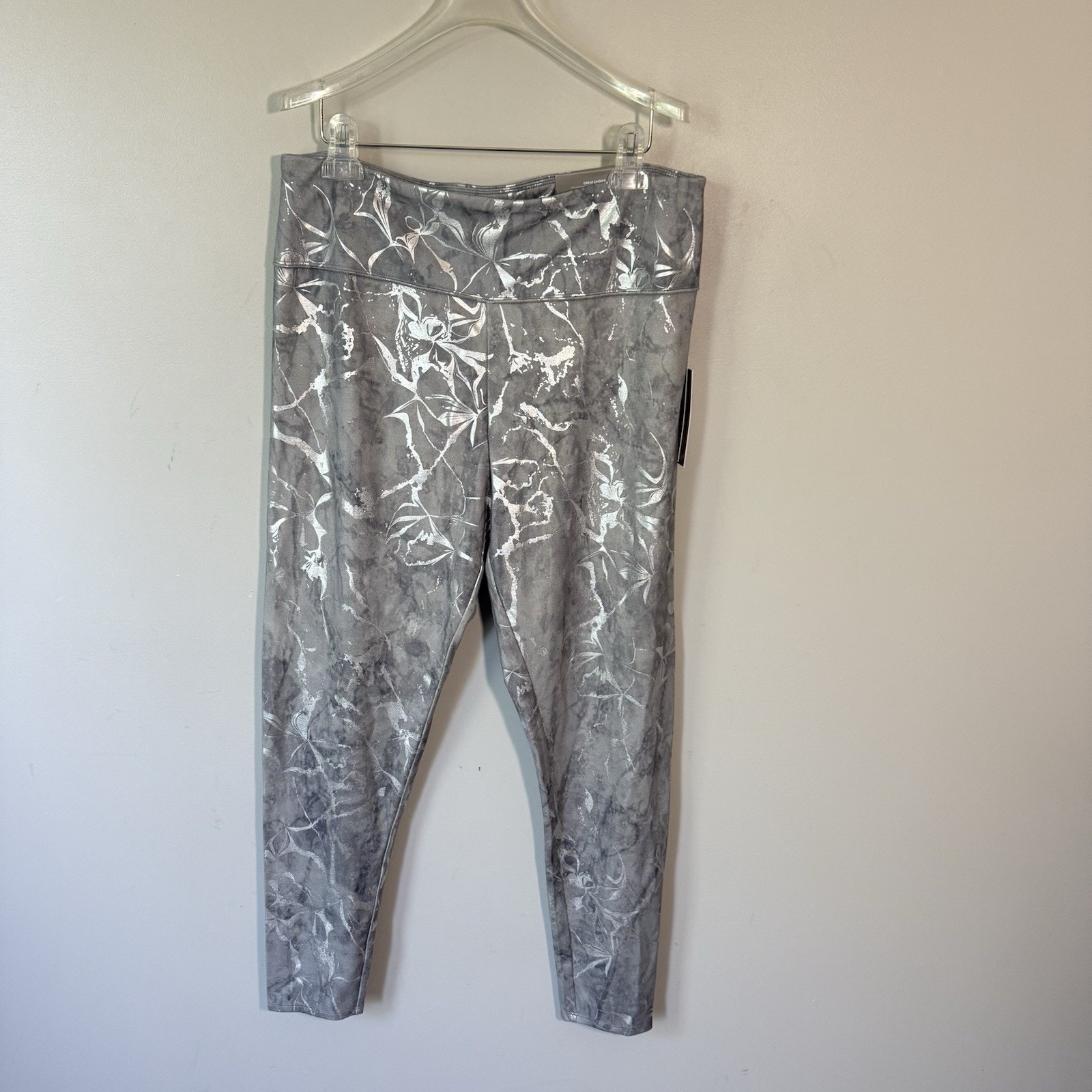 Soft Surroundings Pants Superslim Laramie Leggings Tummy Control Gray Silver New